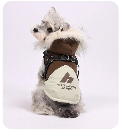 Fleece Hooded Dog Jacket – Warm Plush Winter Coat for Dogs & Cats