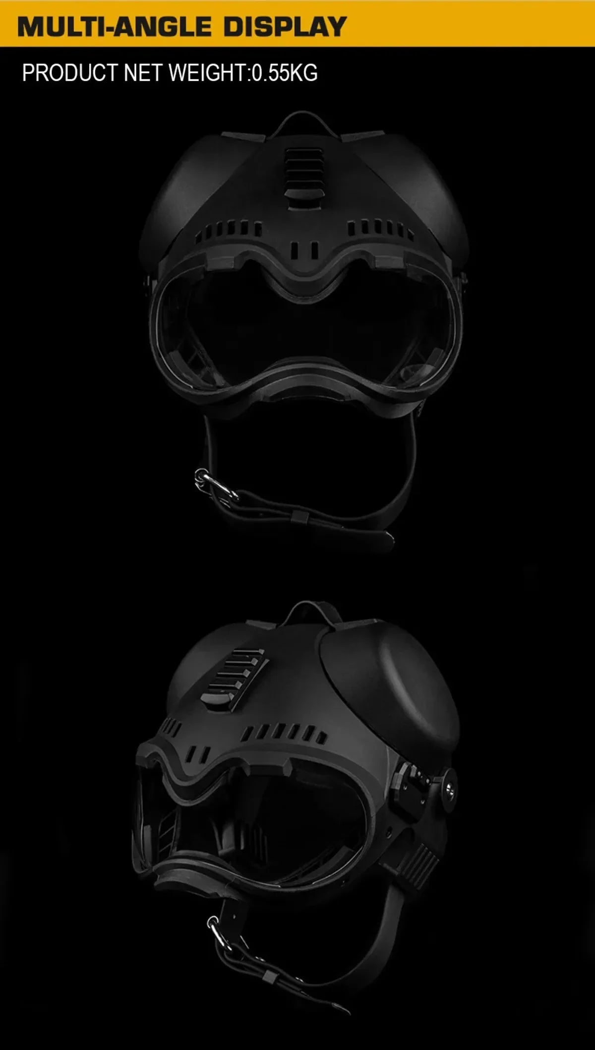K9 Tactical Dog Helmet with Dual Goggles for Medium & Large Working Dogs