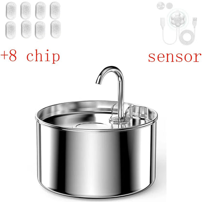 Stainless Steel Ultra-Quiet Automatic Cat Water Fountain — Easy Clean