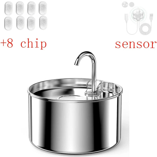 Stainless Steel Ultra-Quiet Automatic Cat Water Fountain — Easy Clean
