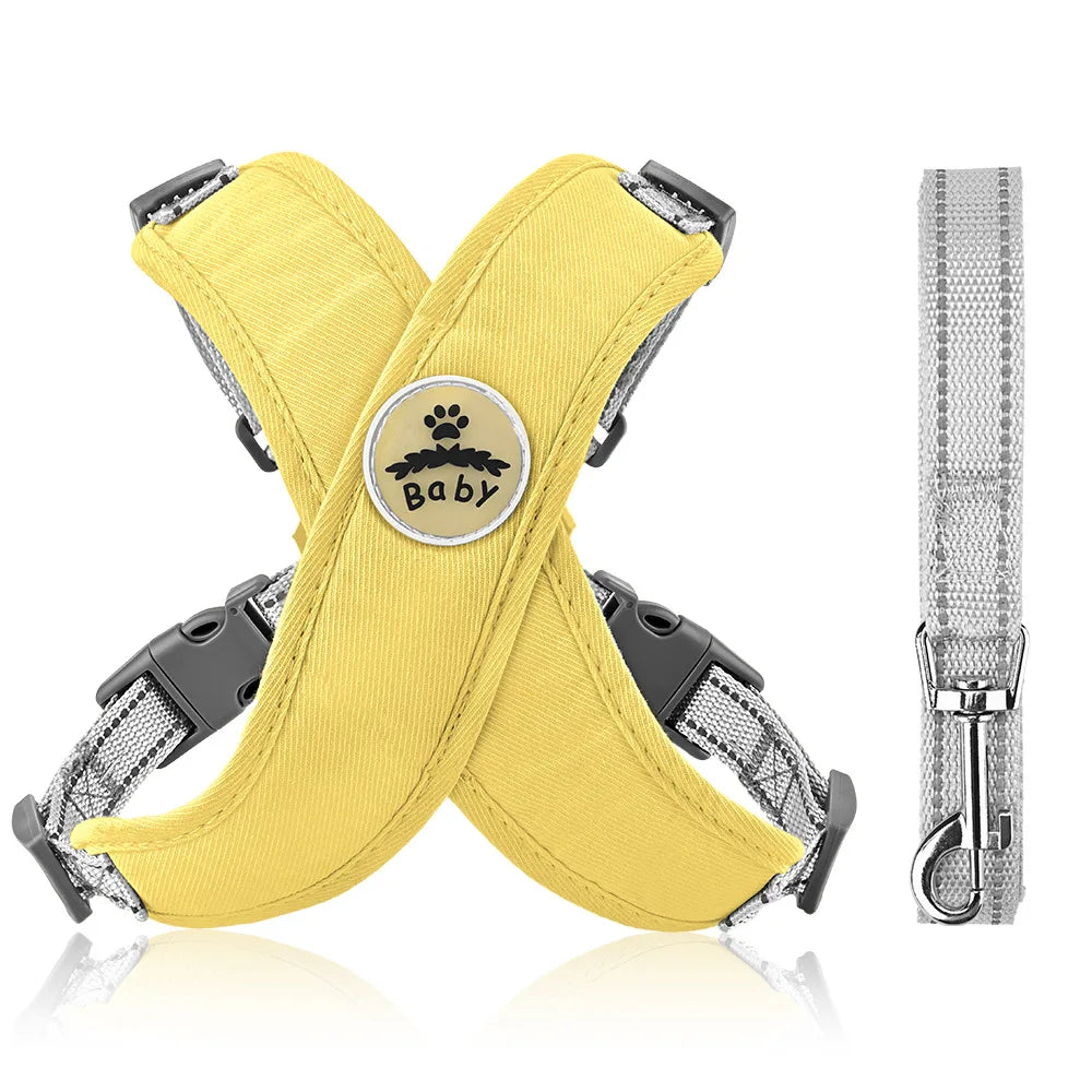 Reflective X-Shape Dog Harness & Leash Set | Adjustable Quick-Release Vest for Small & Medium Dogs