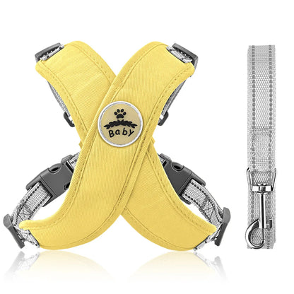 Reflective X-Shape Dog Harness & Leash Set | Adjustable Quick-Release Vest for Small & Medium Dogs
