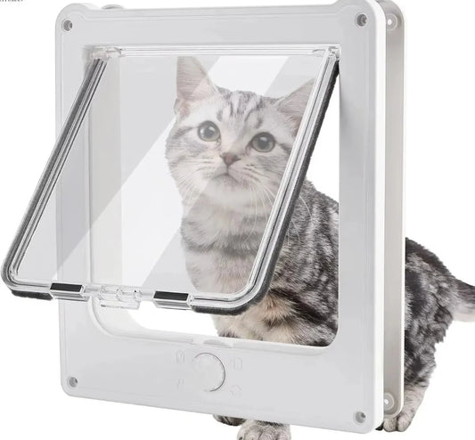 4-Way Cat Door - Magnetic Closure Indoor Pet Door for Cats up to 20lbs