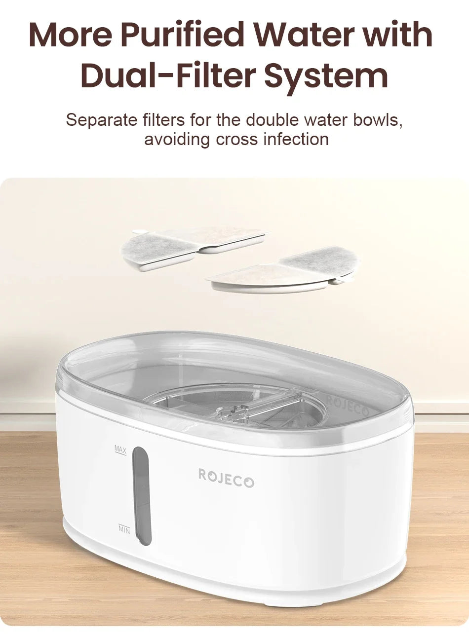 Dual Bowl Automatic Pet Water Fountain for Multiple Cats and Dogs