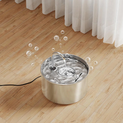 2.2L Stainless Steel Silent Pet Water Fountain for Cats & Dogs