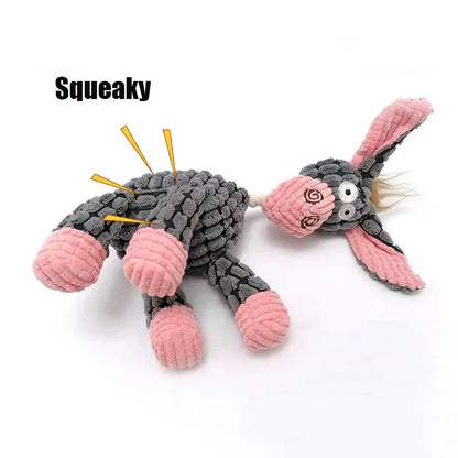 Donkey Shape Squeaky Plush Chew Toy for Dogs and Puppies