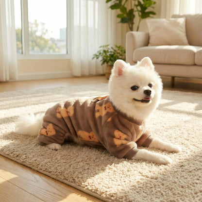 Fleece Dog & Cat Jumpsuit with Leash Ring | Soft Warm Autumn Winter Coat for Puppies to Large Dogs