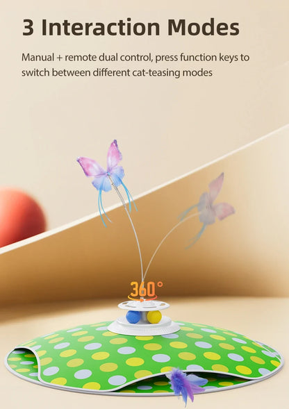 3-in-1 Interactive Cat Toy — Hide & Seek, Feather Chaser & Track Ball