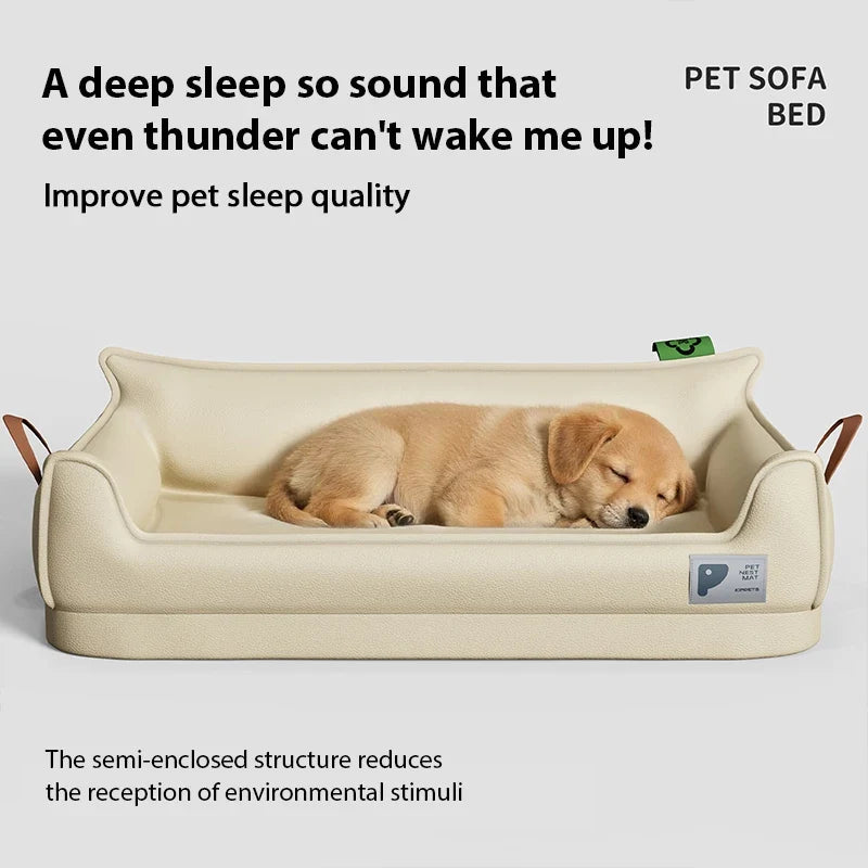 Orthopedic Leather Dog Sofa Bed — Waterproof, Washable & Non-Slip