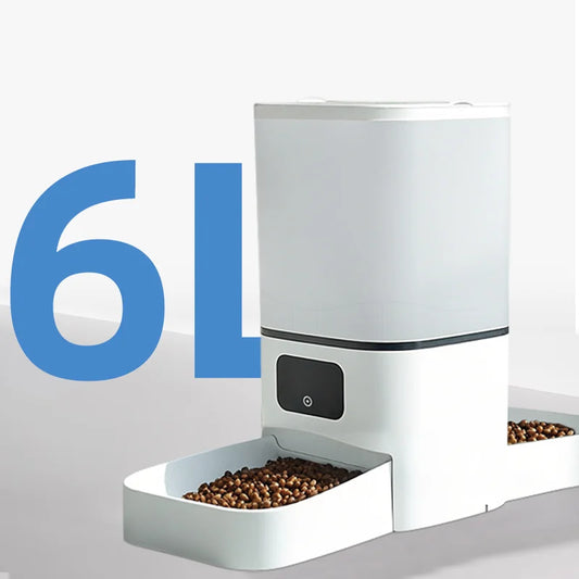 6L WiFi Automatic Pet Feeder — Dual Bowl Smart Food Dispenser for 2 Cats or Dogs