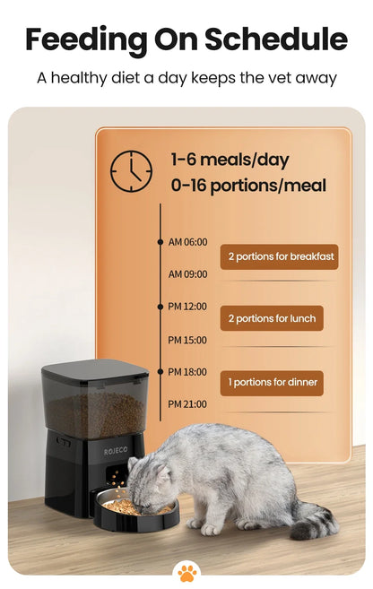 Smart Automatic Cat Feeder with Button Control and Kibble Dispenser