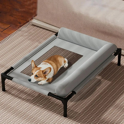 Elevated Mesh Dog Bed with Pillow — Breathable Raised Outdoor & Indoor Pet Bed