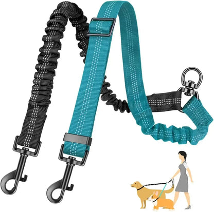 16ft Dual Dog Leash with Shock Absorbing Bungee