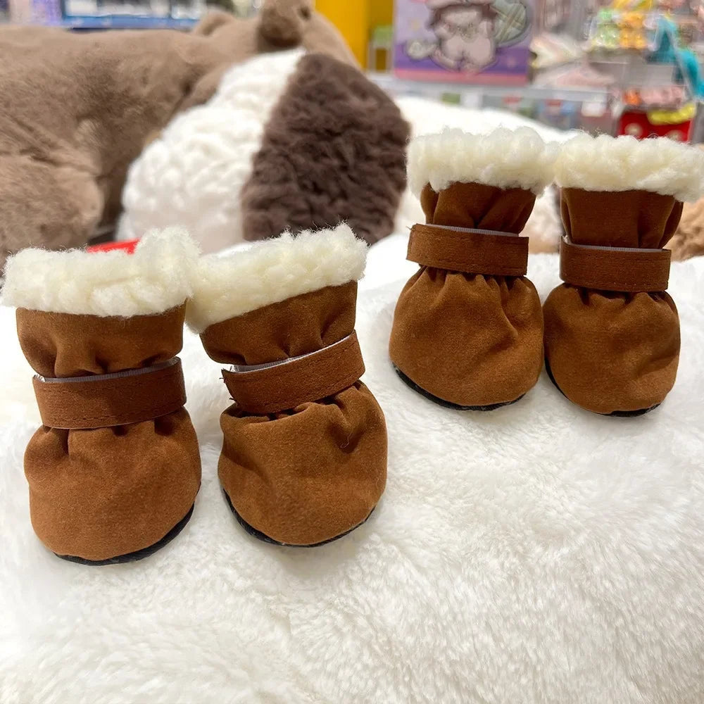 Winter Anti-Slip Dog Boots | Set of 4 for Small & Medium Dogs & Cats