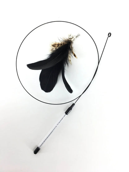 Interactive Feather Wand Cat Toy - Wire Teaser Stick for Kittens