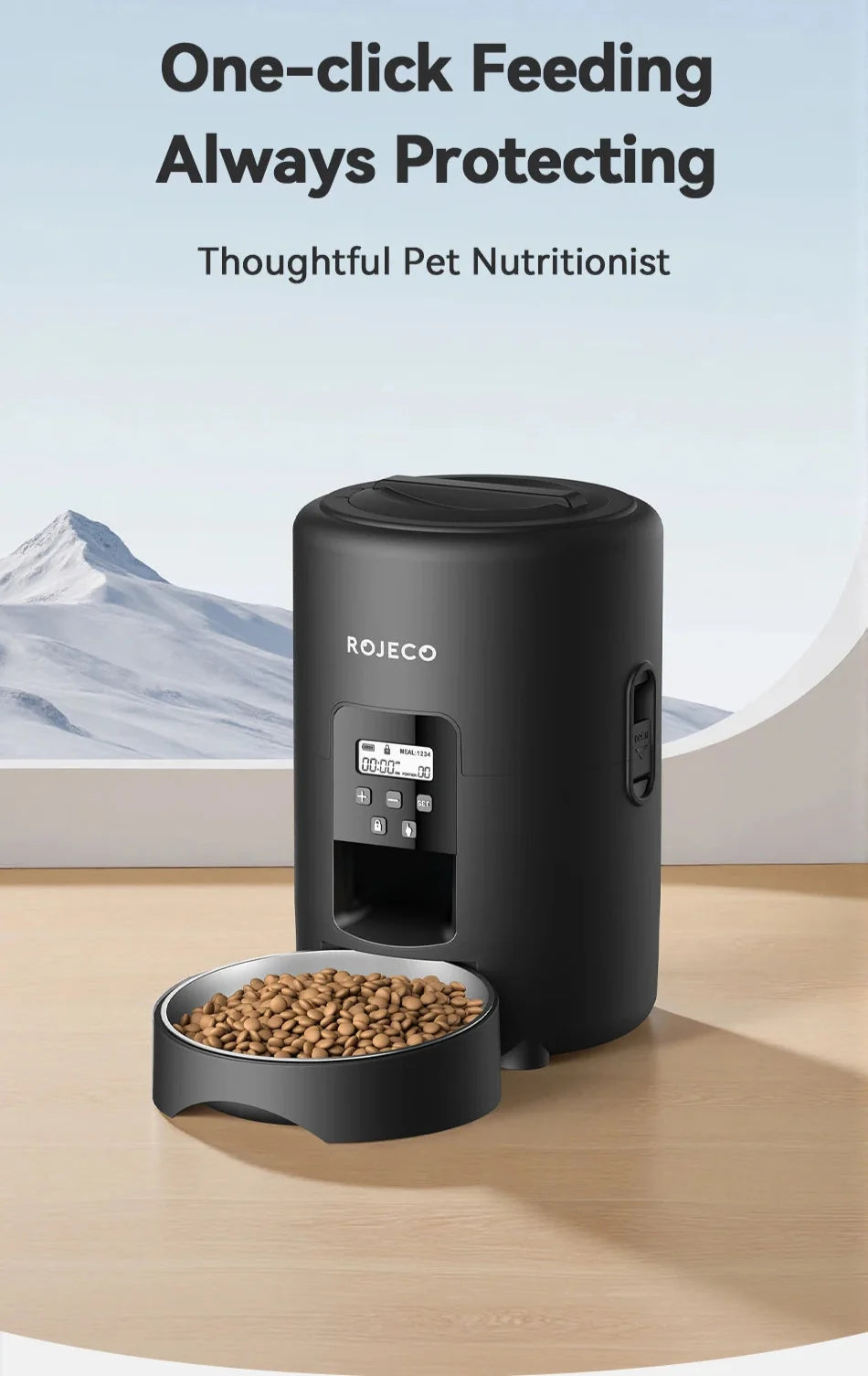 2L Automatic Pet Feeder - Smart Button Control Kibble Dispenser for Dogs & Cats