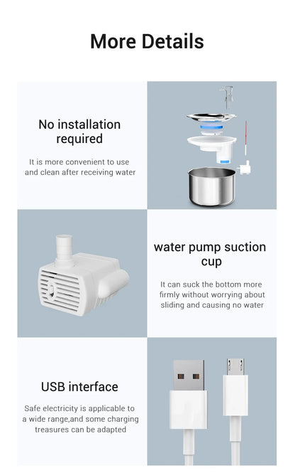Premium Stainless Steel Cat Water Fountain with Smart Motion Sensor