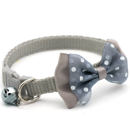 Reflective Polka Dot Bow Cat Collar with Bell