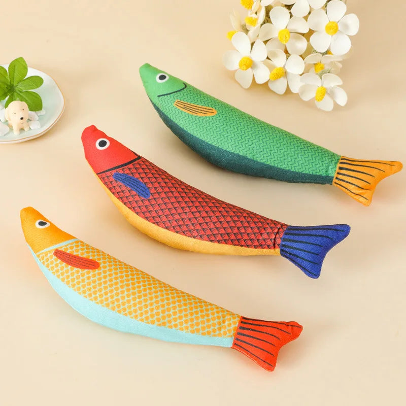 Interactive Plush Fish Cat Toy
