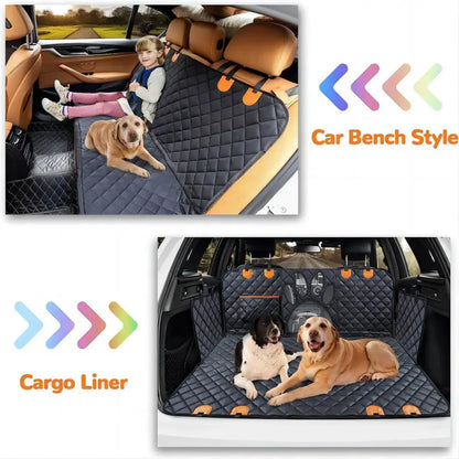 Dog Car Hammock Seat Cover | 100% Waterproof with Mesh Window, Side Zipper & Door Protector