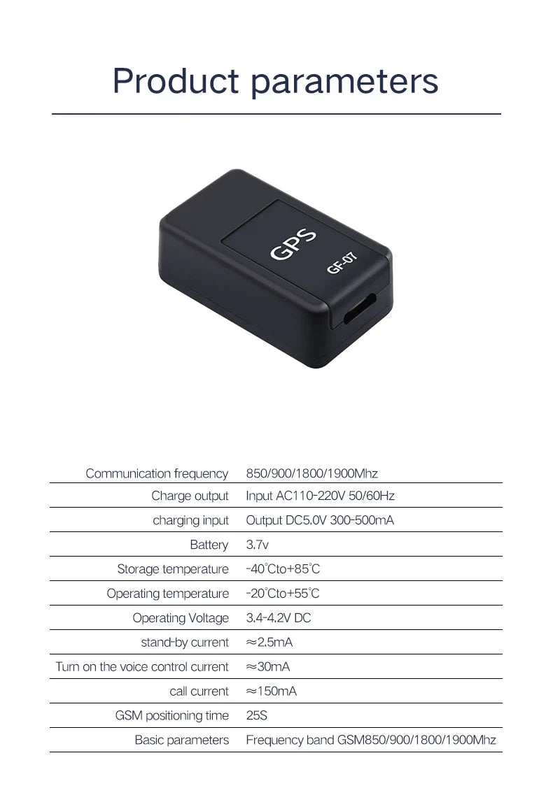GF07 Magnetic Mini GPS Tracker for Vehicles, Pets & Personal Use