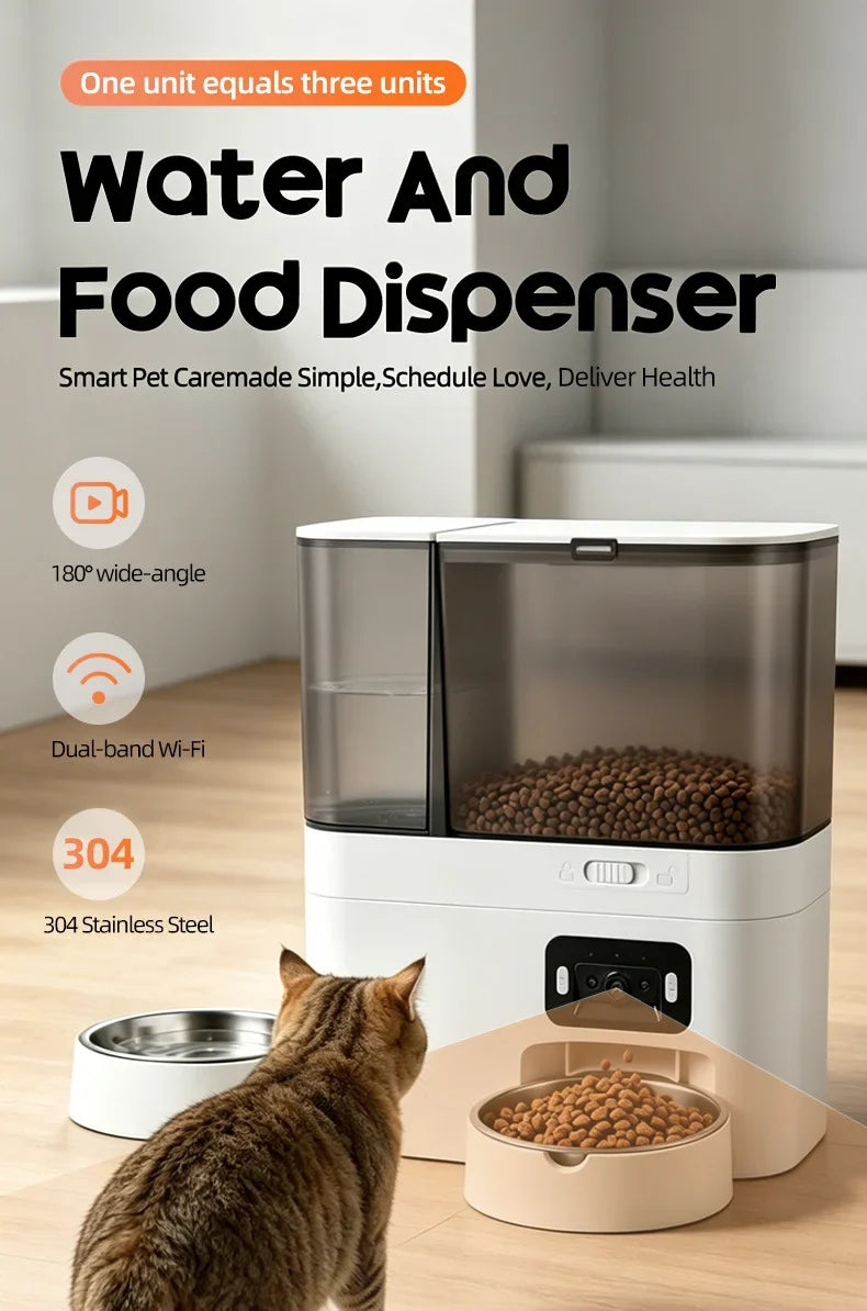 5L+3L Smart Automatic Pet Feeder with WiFi, Camera & Water Dispenser