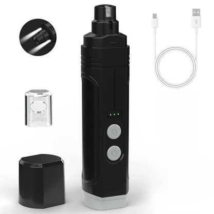 Electric Pet Nail Grinder with LED Light - USB Rechargeable Quiet Trimmer