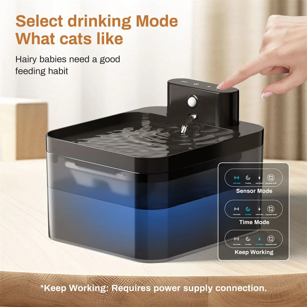 2.2L Wireless Charging Pet Drinking Fountain – Induction Cat & Dog Water Bowl with Filter