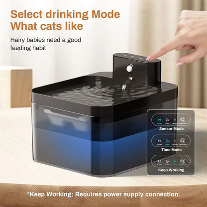 2.2L Wireless Charging Pet Drinking Fountain – Induction Cat & Dog Water Bowl with Filter
