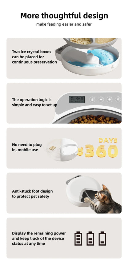 Automatic 4-Meal Pet Feeder with Freshness Control - Slow Feeding Bowl