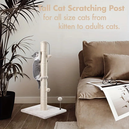 34-Inch Sisal Cat Scratching Post with Hanging Ball Toy