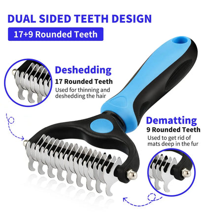 Pet Deshedding Brush - Professional Dog & Cat Hair Remover Grooming Comb