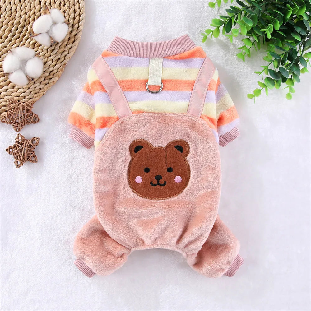 Soft Fleece Jumpsuit with Leash Ring for Small, Medium & Large Dogs & Cats