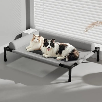 Elevated Mesh Dog Bed with Pillow — Breathable Raised Outdoor & Indoor Pet Bed