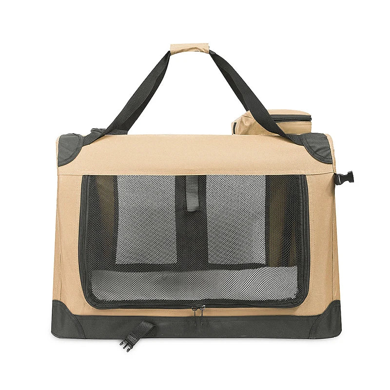 Foldable Soft Pet Crate & Travel Carrier with Mat — 3 Doors
