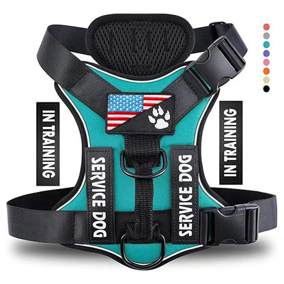 Reflective Service Dog Vest Harness with 5 Patches | Adjustable Soft Oxford Mesh Harness