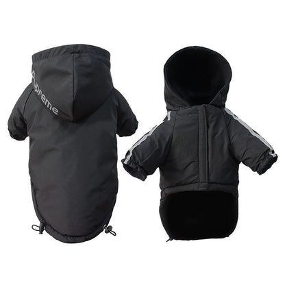 Waterproof Hooded Dog Jacket with Reflective Trim