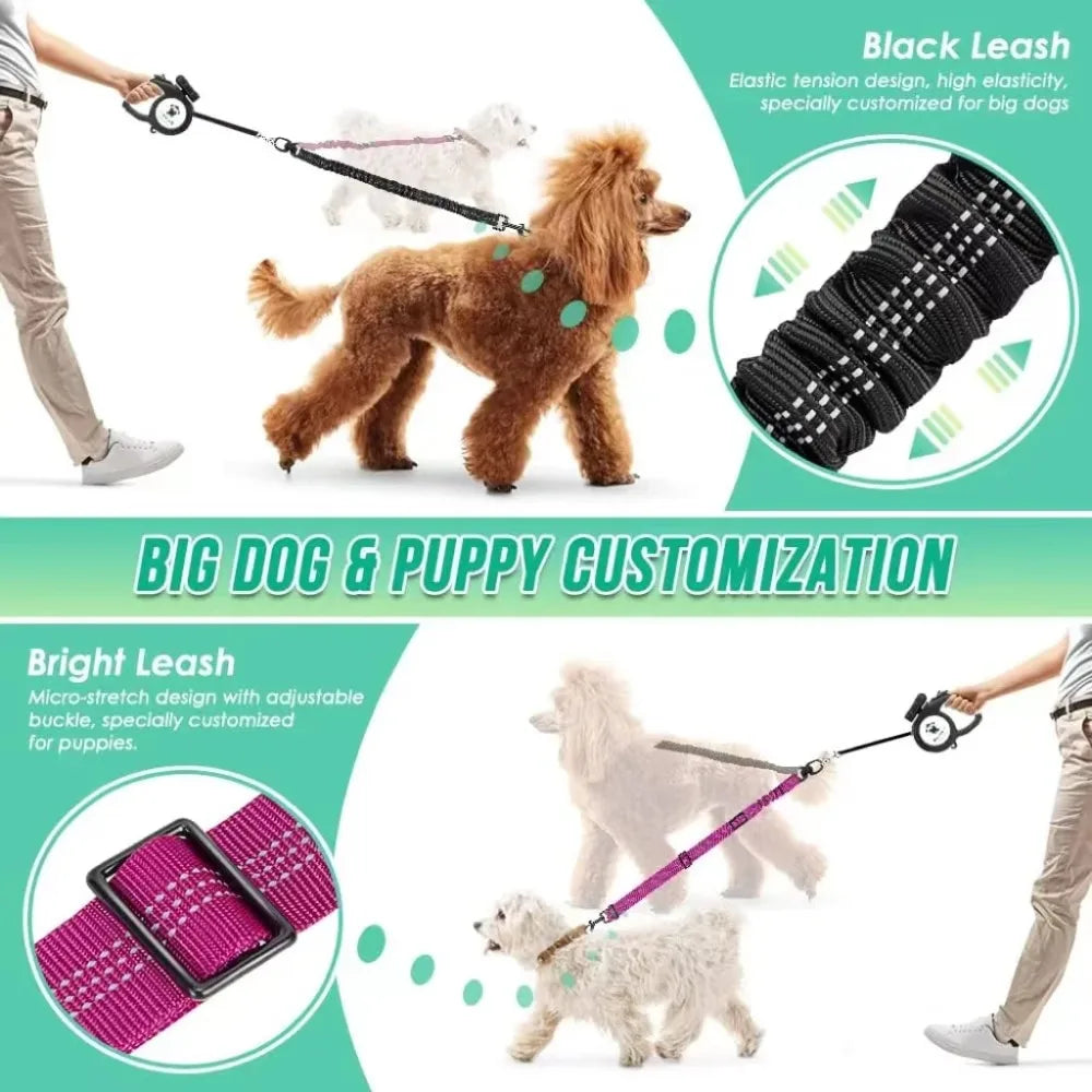 16ft Dual Dog Leash with Shock Absorbing Bungee