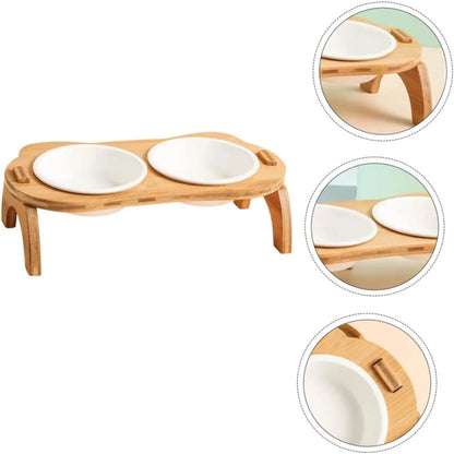 Raised Cat Bowl Set with Tilted Stand