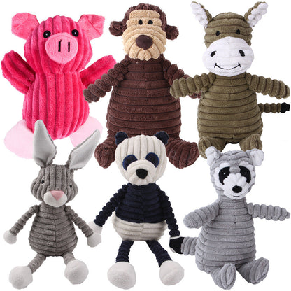 Corduroy Animal Squeaky Dog Toy - Bite Resistant
