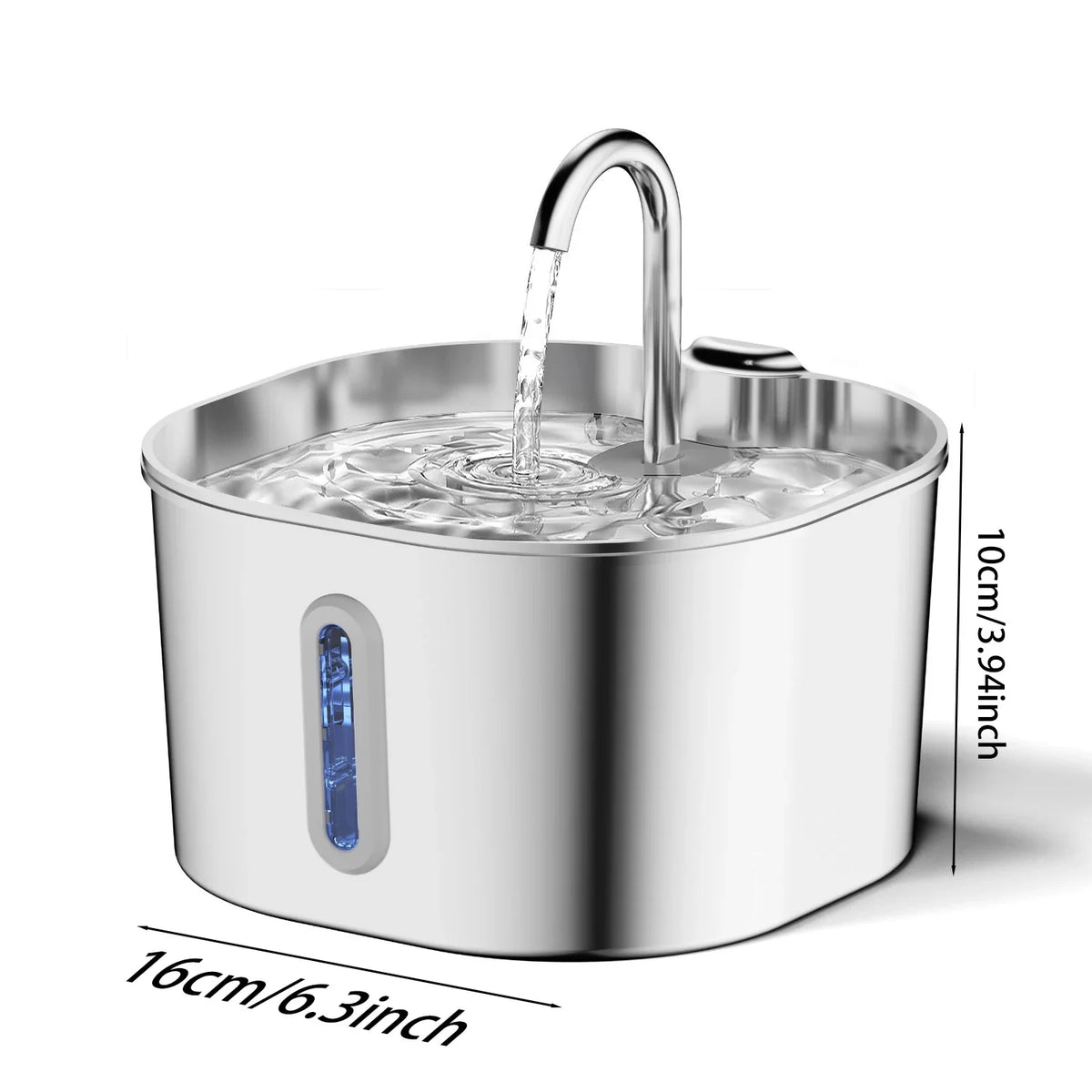 2.2L Stainless Steel Cat Water Fountain — Artesian Flow, Ultra-Quiet Pump & Filter