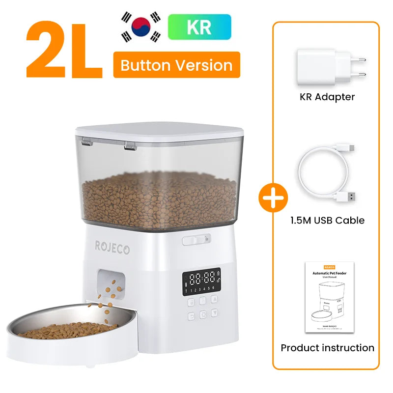 Smart Automatic Cat Feeder with Button Control and Kibble Dispenser