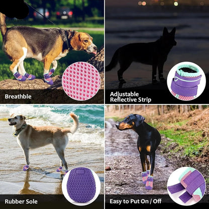 Breathable High-Cut Dog Boots for Hot Pavement & Summer Hiking | Set of 4