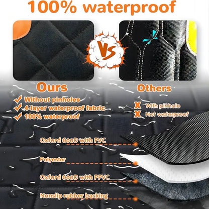 Dog Car Hammock Seat Cover | 100% Waterproof with Mesh Window, Side Zipper & Door Protector