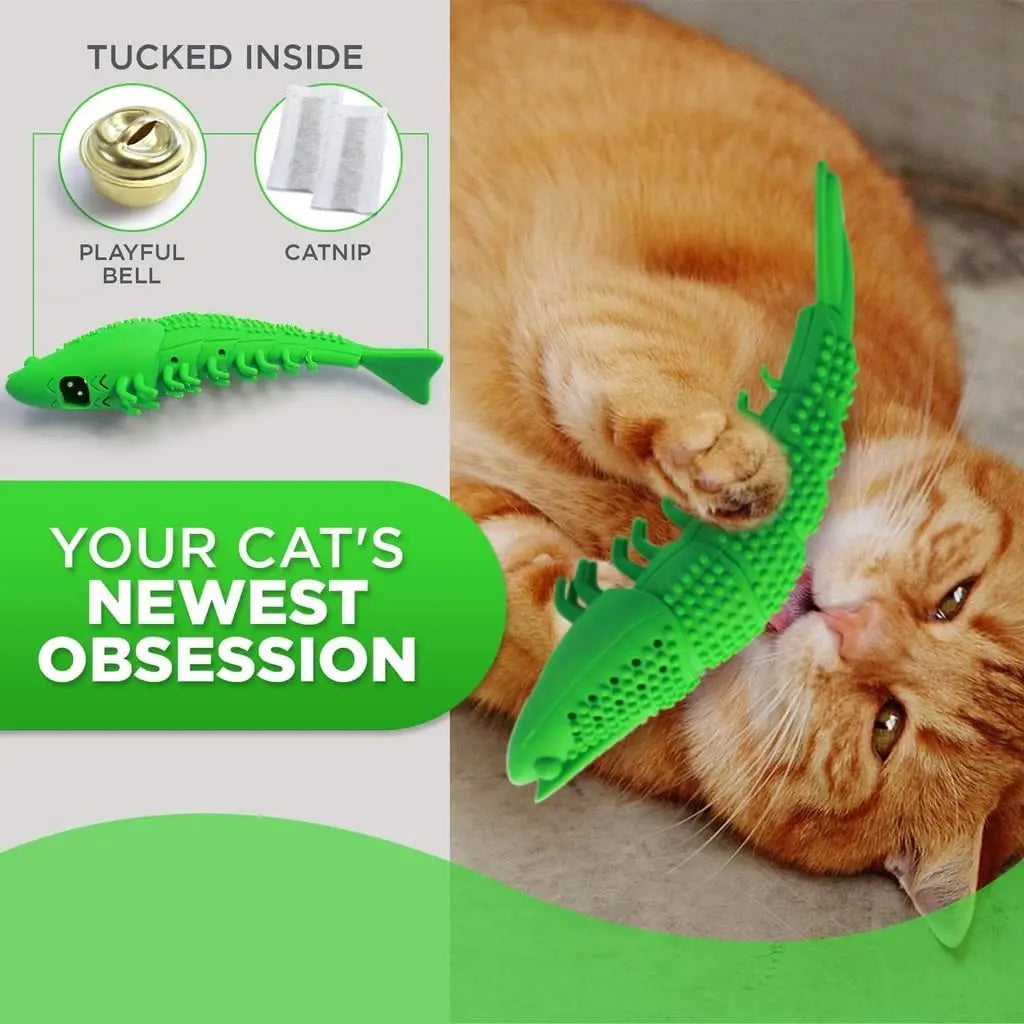 Interactive Cat Toothbrush Chew Toy - Durable Rubber Dental Care and Treat Dispenser