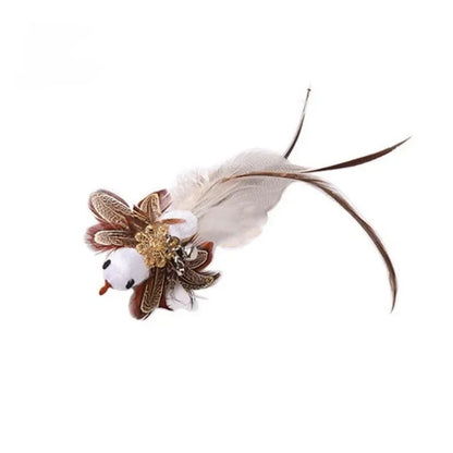 Interactive Bird Feather Wand Cat Toy with Bell - Teaser Stick for Kittens