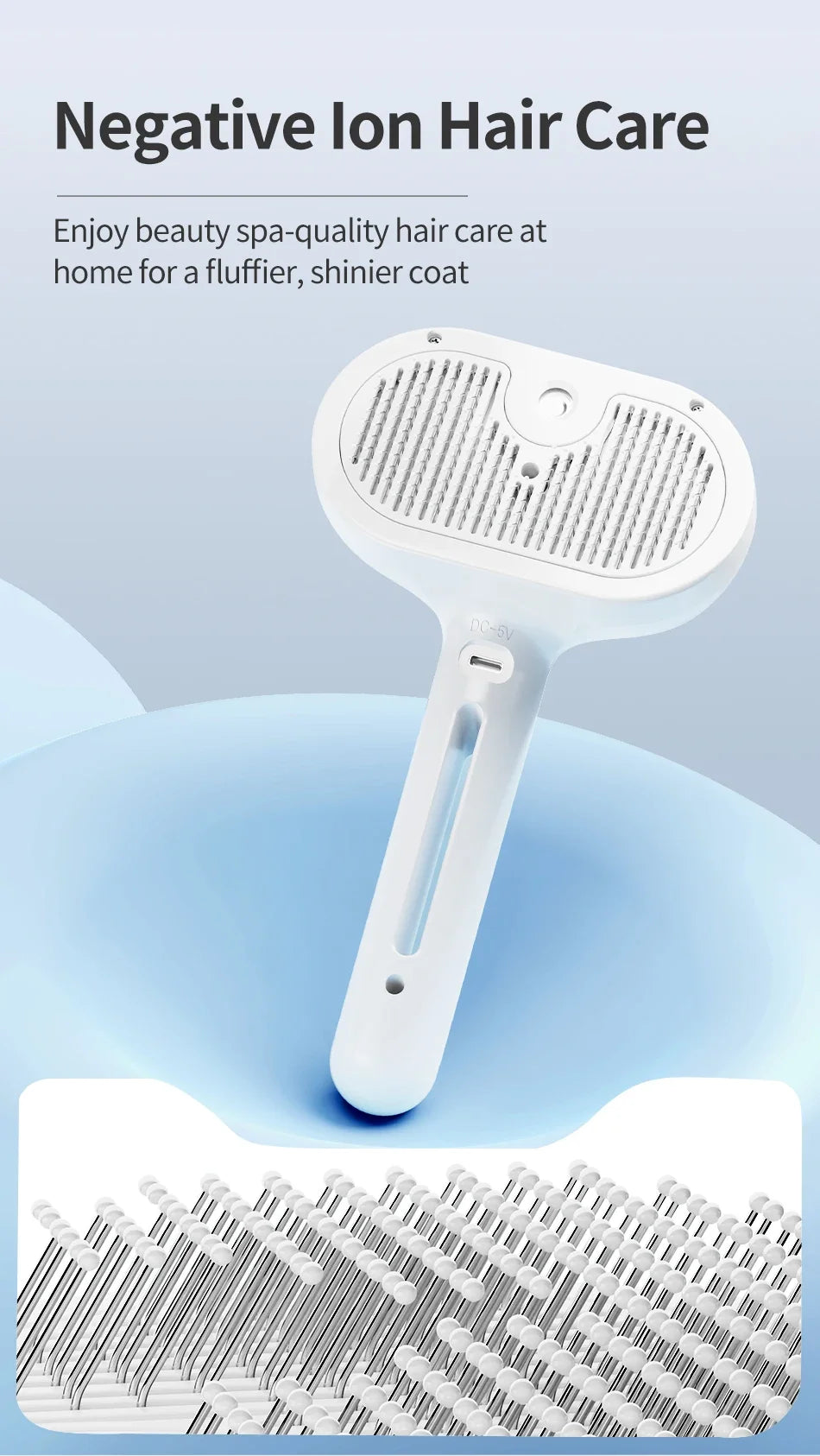 Steam Comb Pet Hair Brush — Electric Grooming Brush for Cats & Dogs