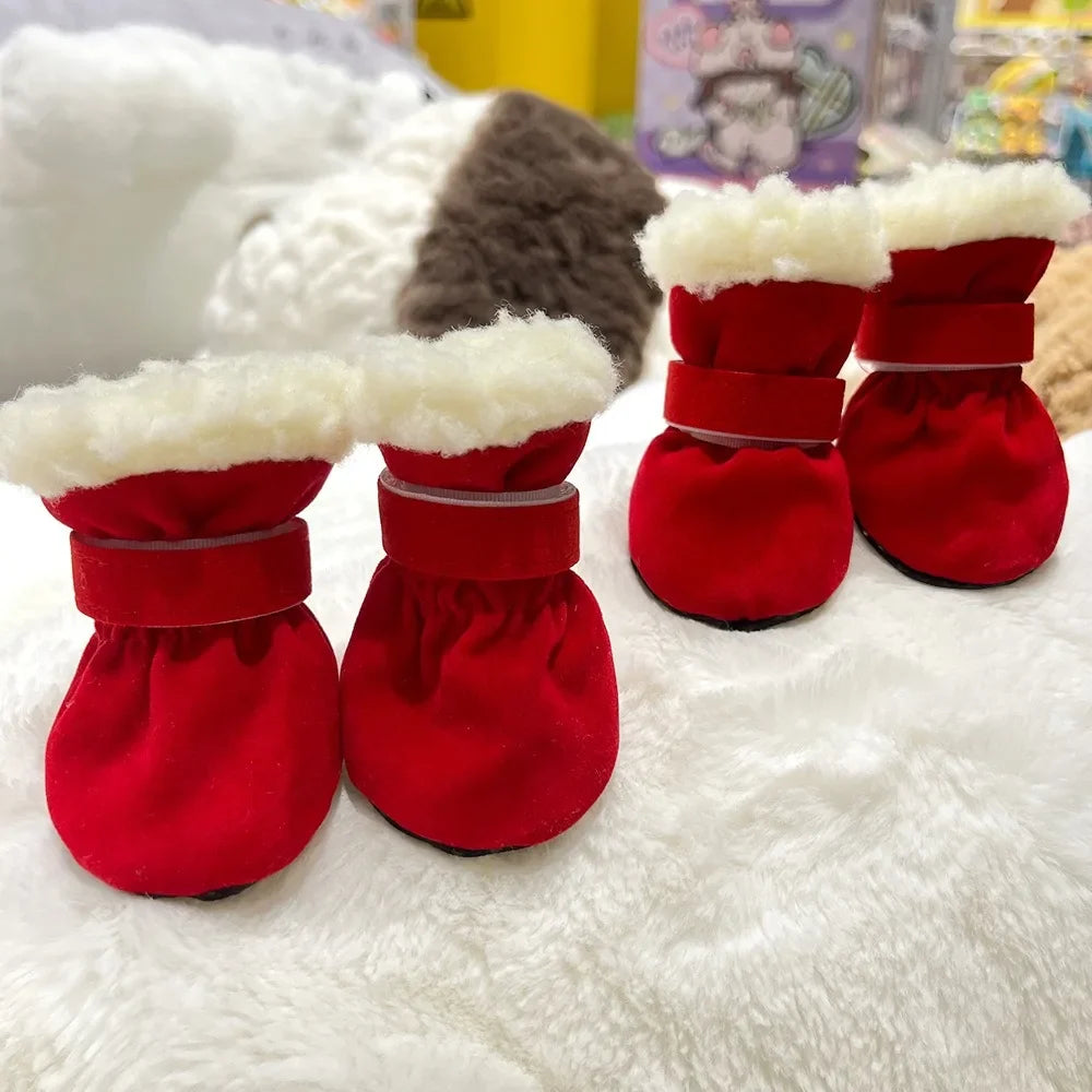 Winter Anti-Slip Dog Boots | Set of 4 for Small & Medium Dogs & Cats