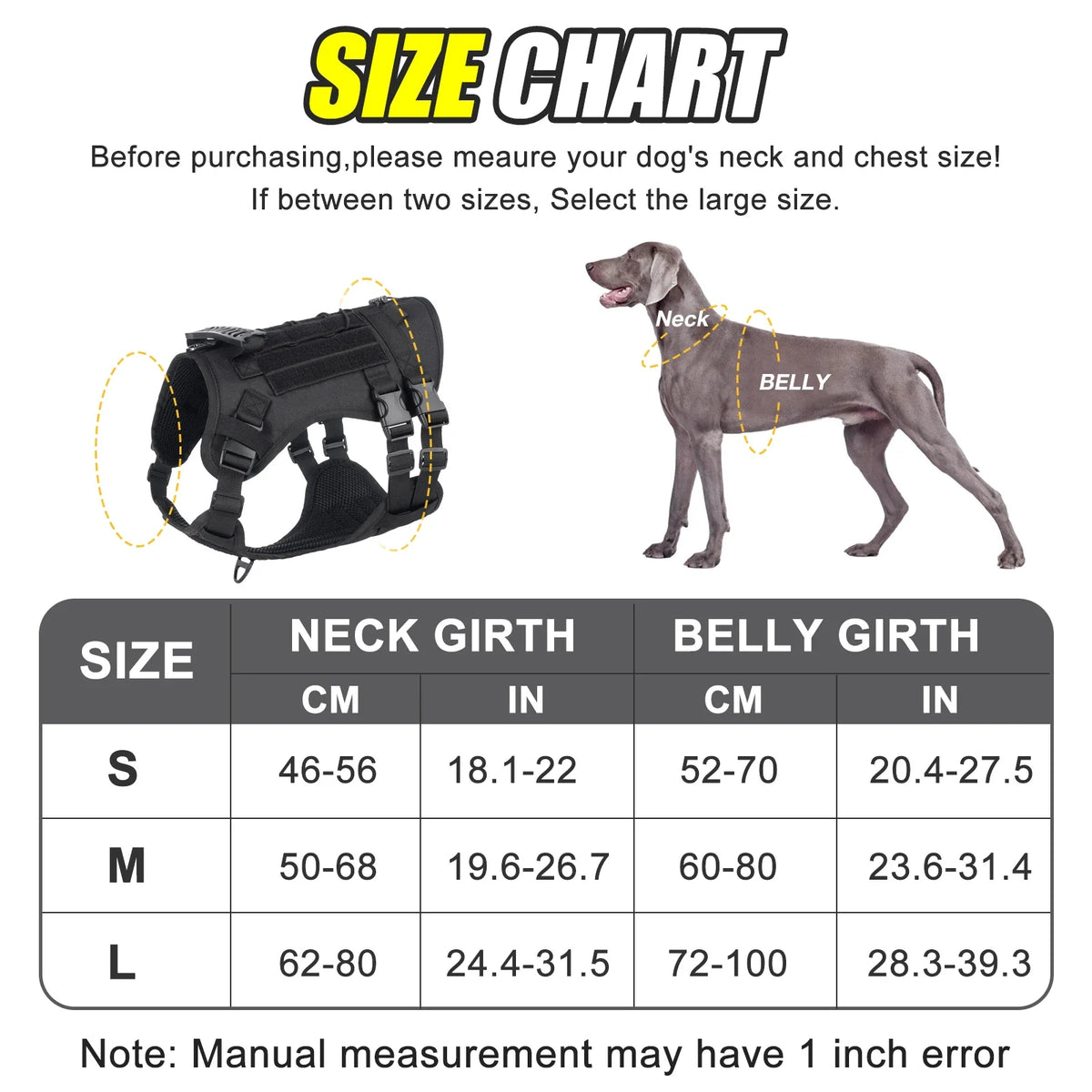 Tactical Chest Strap Dog Harness with Reinforcement Loop