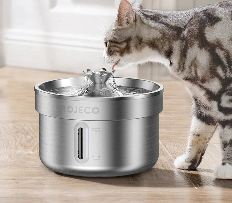 Stainless Steel Pet Water Fountain - Rechargeable Automatic Drinking Fountain for Dogs & Cats